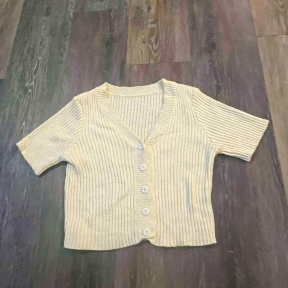 Yellow Crop Sweater Top